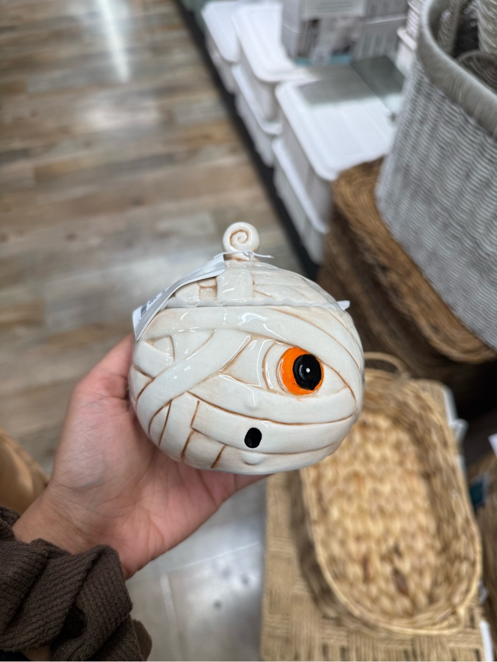 Johanna Parker Halloween Trinket jar  - White and Orange